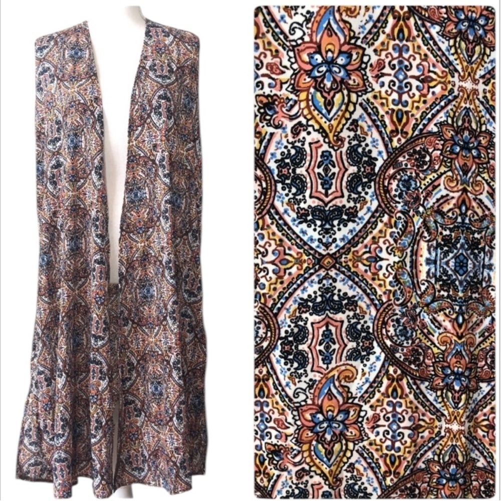 LuLaRoe Joy open-front cardigan duster vest geometric S